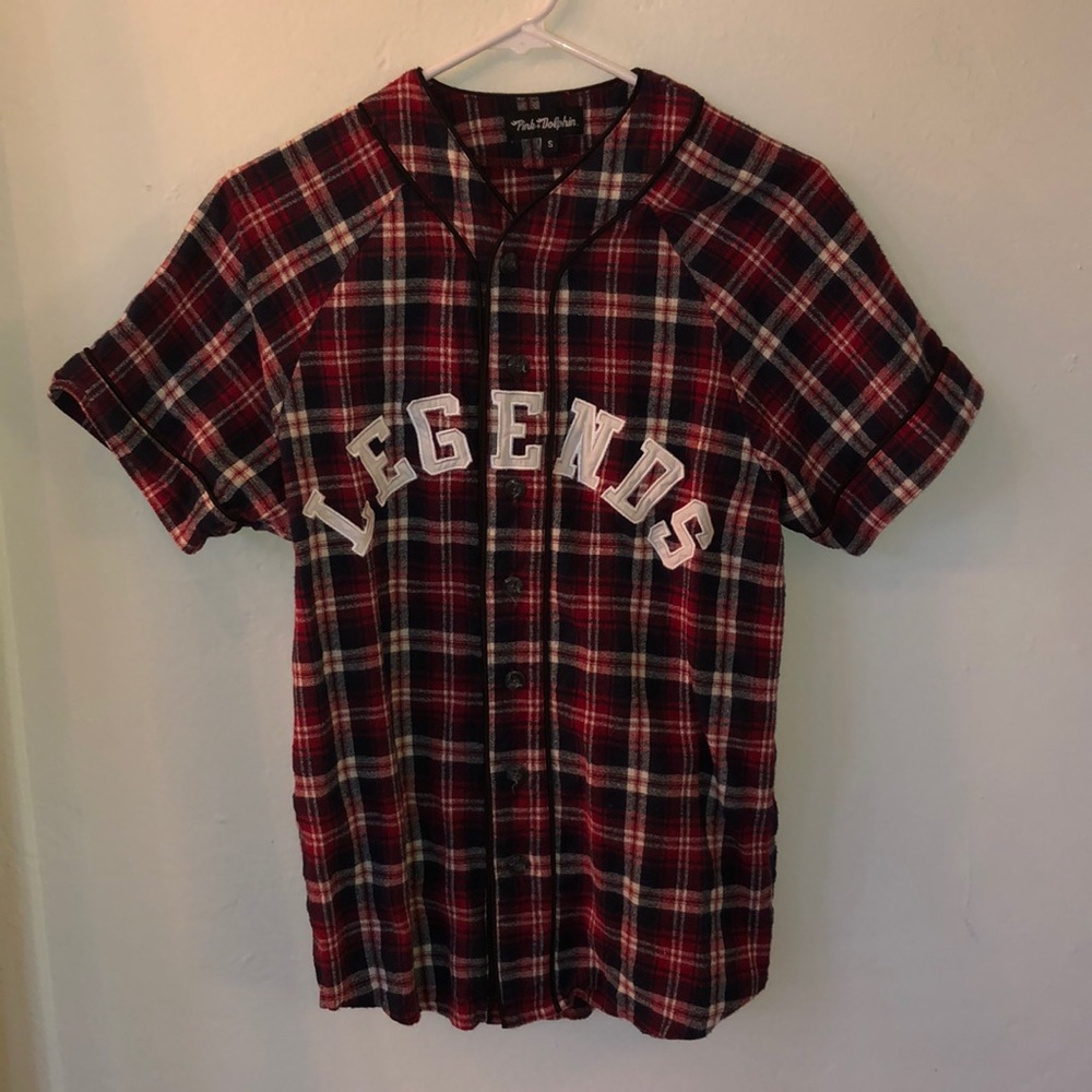 Pink Dolphin Plaid Button Up